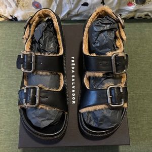 Freda Salvador Piper Shearling Slingback Sandals